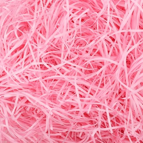Chicpant 500g Papier de Remplissage Boite Cadeau Papier Déchiqueté | Colis Coloré Emballage Matériau de Remplissage Shredded Déchiqueté pour Noël Anniversaire Décoration Couleur Rose