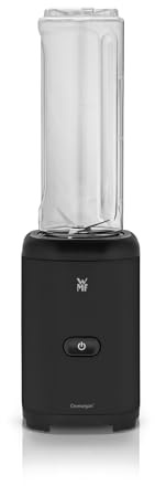 WMF Kult X Mix & Go – Smoothie Maker & Mixer, kompakter Standmixer 300 W mit 0,6 L Tritan-Flasche, 4 Edelstahlklingen, Sicherheitsabschaltung, Shake Mixer aus Cromargan Edelstahl, Deep Black