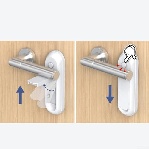 Cerradura multifuncional antiabierta para manija de puerta que proporciona una capa de seguridad adicional, portátil y adecuada para instalación temporal o permanente (4 piezas)