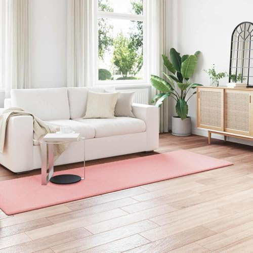 Tonture Olite konstpälsmatta rosa, 80 x 250 cm, plyschgolv löpare i kaninutseende av polyester, mjuk flokati för vardagsrum, sovrum, modern dekor, mysig matta för vintern