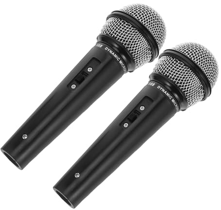 JOINPAYA Lot de 2 Faux Microphones Miniatures Noirs en Plastique Accessoires de Fête et Jouets pour Garçon et Filles Modèle Réaliste pour Jeu de Rôle Chant et Spectacle sur Scène