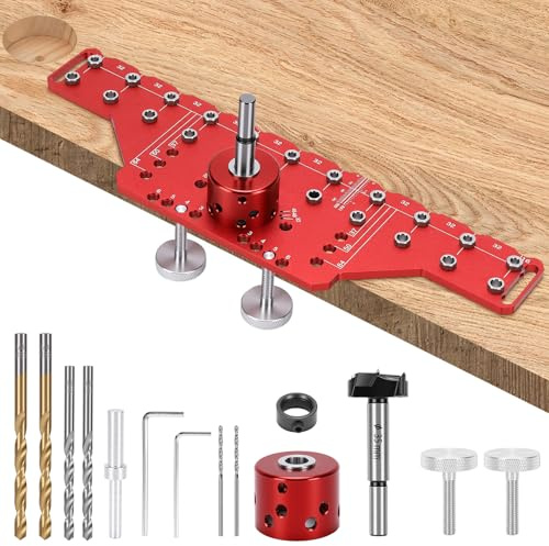 Yosoo Health Gear Gabarit de Perçage de Goupille D'étagère de Positionneur de Poinçon de Charnière 2 en 1 avec des Bagues de Guidage de 5mm 6.25mm, Foret de 33mm (long)