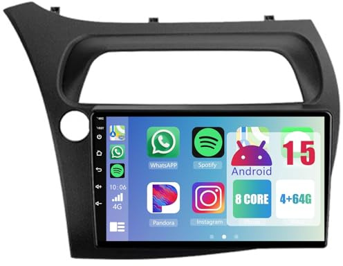Autorradio Android de 9 Pulgadas con Pantalla táctil de 2 DIN para Honda Civic 2006-2011 con Bluetooth WiFi Carplay AHD y cámara de Marcha atrás (4 núcleos (2+32 GB)).