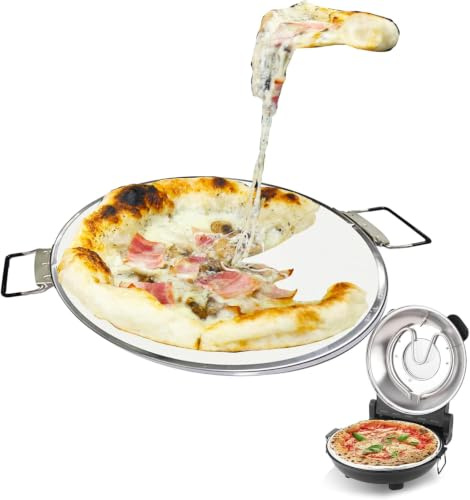 YIBAKE 12 White Ceramic Pizza Stone with High-Temperature Baking Mat, Pizza Baking Stone for Oven & Grill, Even Heat Distribution for Crispy Crust Pizza, Bread, Cookies and Baking