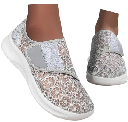 SKFLABOOF Summer Shoes Baskets traditionnelles pour femme Chaussures d'été confortables blanches avec dentelle Dirndl Chaussures blanches élégantes et plates pour baskets en tissu blanc Chaussures