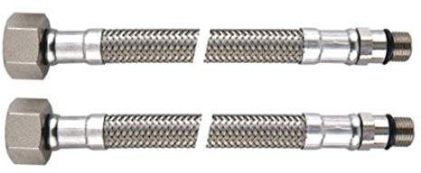 Pansarslang i rostfritt stål, flexslang, krananslutning, 3/8 tum ÜM X M10 x 1 AG, längd 500 mm, DN8, för dricksvatten med DVGW-godkännande, uppsättning om 2 (500 mm) Benefit GmbH