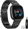 Songsier Armband Kompatibel mit Fitbit Versa 4/ Versa 3, Keine Lücke Solider Edelstahl Metall Ersatzband mit Doppelfaltschließe Kompatibel mit Fitbit Sense 2/ Sense