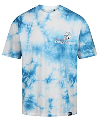 Recovered Miami Dolphins NFL Tie-Dye Relaxed Oversized T-Shirt Blue White - L