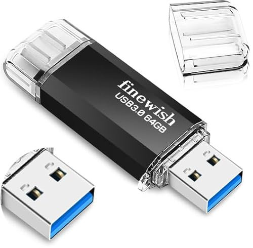 Chiavetta USB C 64GB Pendrive USB C Stick USB 3.0 OTG Memory Stick 64GB Tipo C 2 in 1 Flash Drive Velocità di Lettura Fino a 40MB/s,Memoria USB Stick per PC, Laptop, Computer, Auto, TV (Nero)