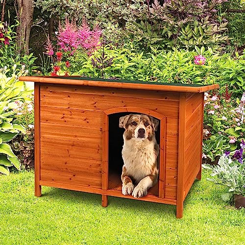 Outdoor Pet Insulated Wooden Dog Puppy Easy Assemble Kennel Elevated Raised Weatherproof Wood Dog Kennel (Pitched Roof)