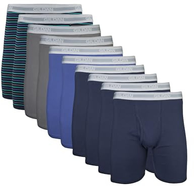 Gildan herrunderkläder boxershorts, flerpack retroshorts (10-pack), Blandad marinblå (förpackning med 10, klassisk längd), XL