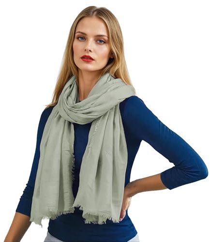 creazioni unique Sciarpa Donna in Bamboo Primavera Estate MADE IN ITALY - Foulard Sciarpa Donna Leggera e Traspirante (Salvia)