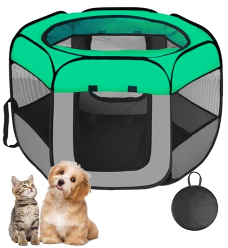 Floving Parc Portable Pliable pour Animaux de Compagnie, Cage pour Chat, pour intérieur et extérieur, Tente pour Animaux de Compagnie et Chiot (Émeraude, XL)