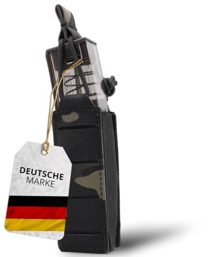 SHIELD Germany 1er Magazintasche für Airsoft Pistole - Ideal für Glock 17, P99, PPQ, M1911, HK45, USP Kurzwaffen Magazine - Airsoft Zubehör, Molle Pouch Plattenträger (Dark Multicam)