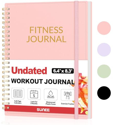 Fitness Journal Workout Planner for Women & Men, A5 (6.4 x 8.3) Workout Journal Log Book Planner Gift for Track Gym Essentials, Home Workouts, Track Progress, Achieve Wellness Goals, Pink