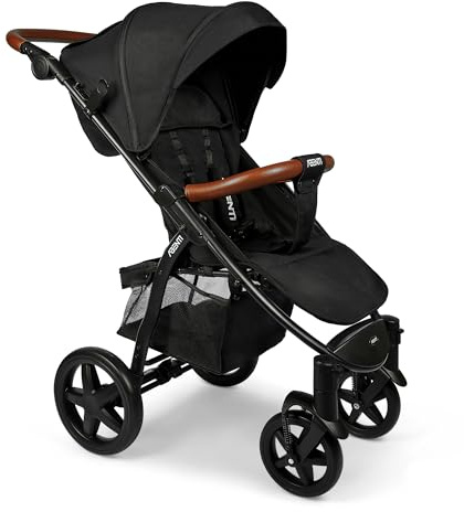 ABENTI Pushchair Arezzo Pram Stroller Buggy Rain Cover Baby Compact Black