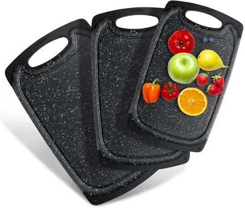 Romon Planches à découper,3 Planche à Découper de Cuisine,Planche a Decouper Plastique,Cutting Board Planches à Découper est Dure,Durable und Antidérapante pour Viande, Légumes, Fruits,S/M/L