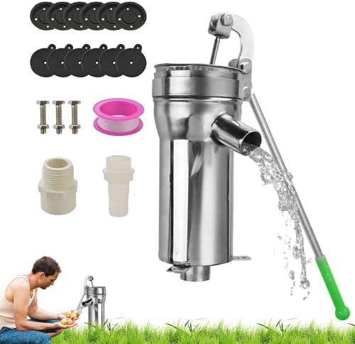 Eventerde Bomba de mano para pozos profundos, bomba manual para pozos industriales, bomba de jarra ergonómica para pozos, bomba de pozo manual para jardín, patio, granja, industria