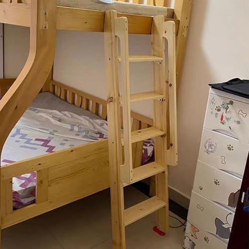Escalier Escamotable Échelle en Bois Massif pour Lits Superposés de Dortoir, Escalier de Jardin avec Poignées, Échelle pour Lits Doubles Mansardés avec Accessoires(6 Steps L-5.7ft/1.75m)