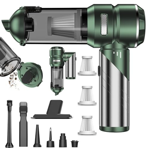Aspiratore Manuale Senza Fili Ricaricabile 21000Pa con Motore Senza Spazzole, Aspiratore Mini Pieghevole a 3 Livelli Potente per Auto con Spazzola e Filtro per Ufficio Casa Cucina Peli di Animali