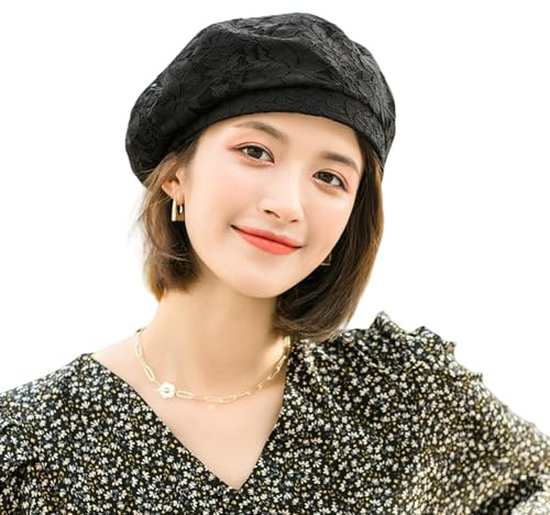 JZTDYPP Cappello Donna Berretto in Pizzo Sottile da Donna, Estivo, Elegante, Artistico, Primaverile, Autunnale, per Pittore, Cappelli Decorativi