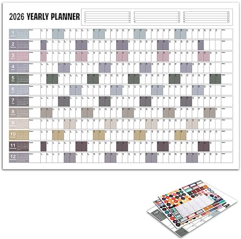 Calendario 2026 Big Assed, poster dell'anno intero, 73 x 50 cm, calendario da parete 2026 con adesivi, pianificatore di gestione del tempo, per uffici e casa, pianificazione degli obiettivi (1 pezzo)