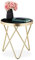 Relaxdays Beistelltisch rund, trendiger Couchtisch, Metall & Glas, Hochglanz, Retro-Design, HxD: 46x42 cm, schwarz-gold, 1 Stück
