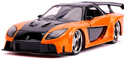 Jada Toys Fast & Furious Mazda RX-7 1:24 Scale Die-cast Opening Doors, Boot & Bonnet - Metallic Orange