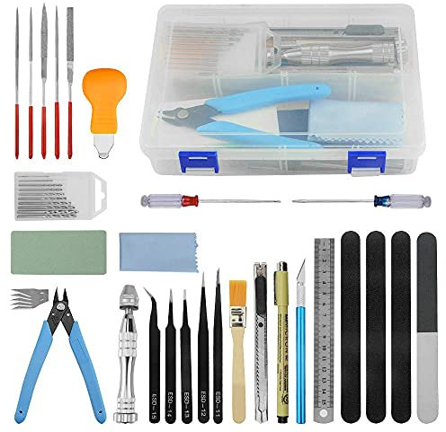 BGTXINGI 41-teiliges Modellierwerkzeug-Set Gundam Modell-Werkzeug-Set mit Kunststoff-Box, Hobby-Modellbau, BAU, und Befestigung