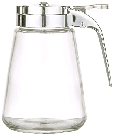 Diner Style Condiment Dispenser - Creamer, Sugar, & Honey Glass Dispenser with 10oz Capacity - Classic Diner Style Glassware - Great for Milk, Creamer, Sugar or Honey - Single Dispenser