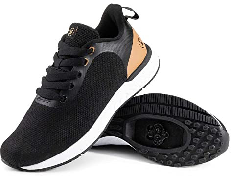 Tommaso Herren Indoor Fahrradschuhe - SPD-kompatibel - vorinstallierte Stollen - Straßen-, Gravel- & Spin-Fahrradschuhe - Walkable Design, Carbon-black-tan, 41 EU