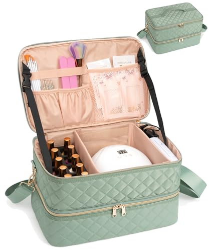 Ethereal Nail Polish Organizer Case, Holds 50+ Bottles (15ml/0.5 fl.oz) Nail Lamp, Gel Polish Travel Case Bag for Nail Suppiles, Gift for Manicurist, Girls