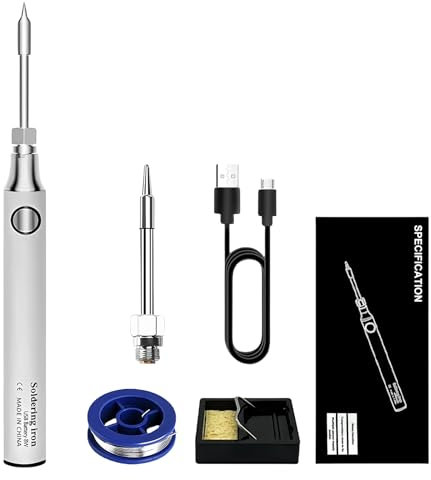 Vegena Lötkolben Set, Lötset, Kabelloser Lötkolben Mit Lötkolbenspitzen, Lötdraht, Lötkolbenständer, Aufladekabel, Soldering Kit Mit Temperatur Einstellbar 330-450°C, Für Elektrische Arbeiten