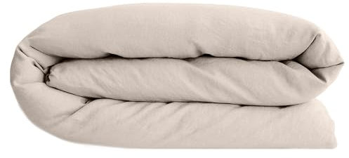 Copripiumino in lino e cotone, 280 x 240 cm, Sacco Piumino Singolo, Biancheria da Letto, collezione Opera Beige Naturale