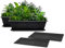VR7 60cm Long Garden Planters with Trays - 2 Pack Durable Plastic Trough for Raised Window Planting - Ideal for Flowers, Herbs, and Vegetables (Black, Including Trays)