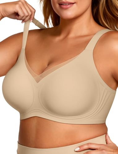 OEAK Reggiseni da donna senza fili in gel V Mesh comodi, reggiseno con supporto, maglietta T bra senza ferretto, senza cuciture, push up, reggiseni quotidiani, XX-Large