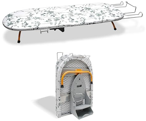 AKTIOIN Tabletop Ironing Board Folding with Iron Holder and Iron Rest, Portable Space Saving Small Metal Ironing Board