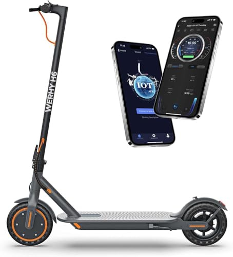WERHY Electric Scooter, 350W/500W Powerful Motor, 19/22 MPH Max Speed, 15/23 Miles Range, Lightweight Foldable Kick Scooter with Dual Braking Systems, Smart APP