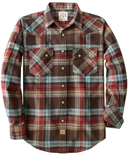 Dubinik® Flanellskjorta herr västerländsk långärmad knäpp-knapp pläd skjorta ledig bekväm mjuk bomull, Lappteknik, XL