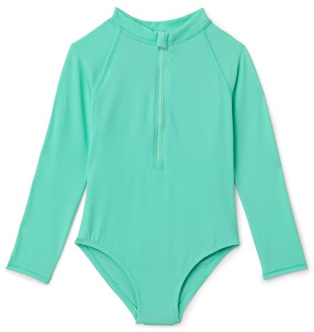 Amazon Essentials Girls' Rash Guard One-Piece Swimsuit, Long Sleeve, Bright Mint Green, XX-Large