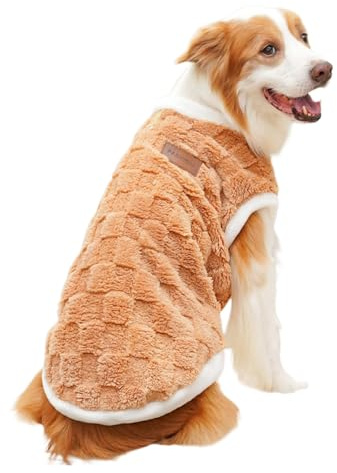 Aurafly Maglione Invernale per Cani, Gilet Invernale in Peluche per Animali Domestici, Cappotto per Animali Domestici per il Freddo, Pigiama in Flanella per Cani di Taglia Media Grande (Marrone, 8XL)