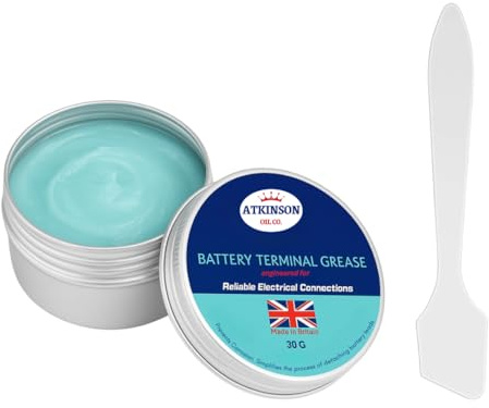 Atkinson Oil Co. Dielectric Battery Terminal Grease 30 g – Anti-Corrosion Electrical Contact Grease for Car, Motorcycle, Marine & RV Batteries