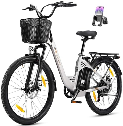ttgo C2 PRO Vélo électrique 26, vélo de ville, trekking, pedelec avec panier, moteur 250 W 52 Nm, batterie 36 V 18 Ah, portée de 80 à 120 km, dérailleur à 7 vitesses, vélo électrique pour homme et