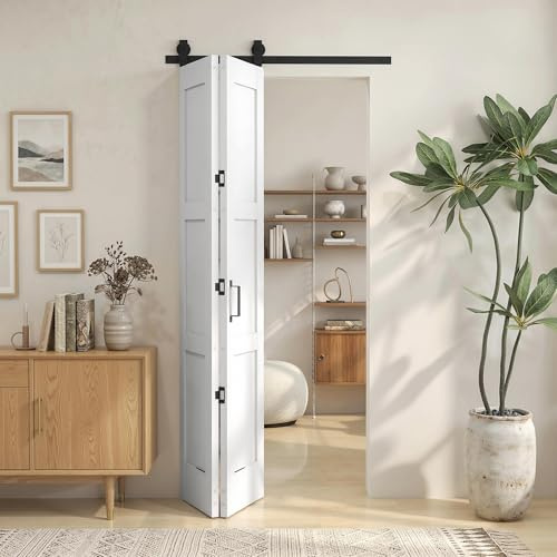 HOMCOM Puerta Corredera Plegable con Herrajes 91,4x213,4 cm Blanco