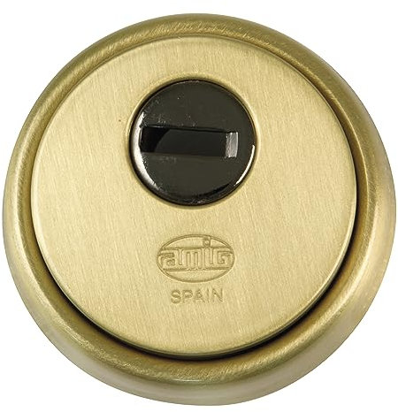 Amig - Escudo de Seguridad para Cerraduras con Placa Antitaladro Mod. 30 - Ø 65 mm - Anillo Exterior Macizo - Con Tornillos y Soporte - Latón Acabado en Mate