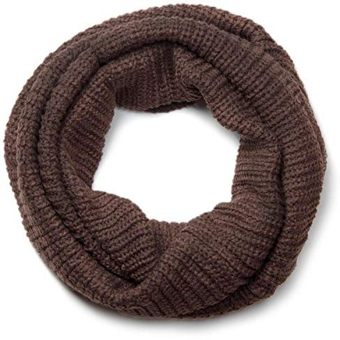 styleBREAKER Unisex Feinstrick Loop Schal einfarbig | Weicher elastischer Winter Schlauchschal in Feinripp Optik | Warmer Strick Loop für Damen und Herren, Farbe:Schokobraun