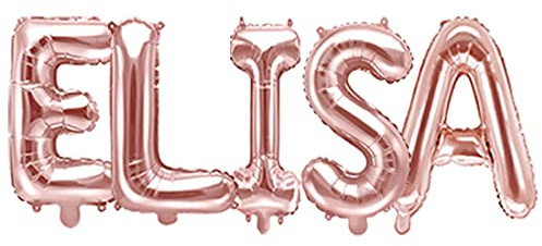 Palloncino FOIL MYLAR ROSA GOLD scritta nome ELISA 35 cm