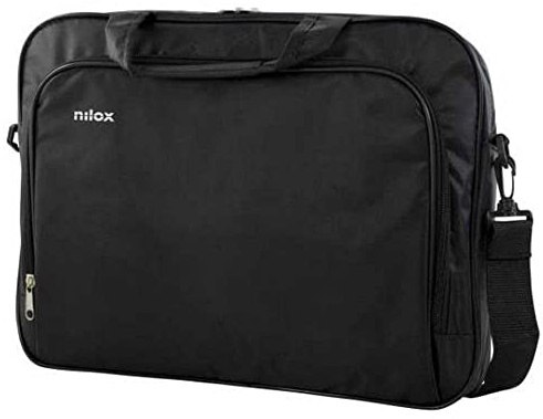 Nilox, Notebag 15.6 Essential 2.0, Borsa a Tracolla Porta PC, per PC con Dimensioni da 15,4'' a 16'', con Interni Trapuntati e Due Scomparti Interni, Nero