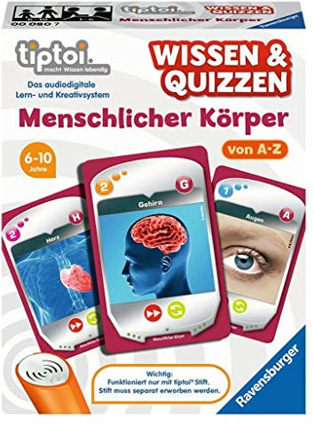Ravensburger 00080 - tiptoi® Wissen & Quizzen „Menschlicher Körper“ / Spiel ab 6 Jahren/Wertvolles Wissen über den menschlichen Körper von A bis Z