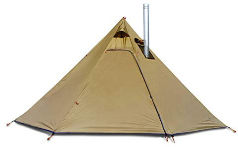 Tentes Chaudes Tipi légères pour 4 Personnes, 2,3 kg, avec cric de poêle, pièce Debout, Tente tipi pour Chasse, équipe familiale, randonnée, Camping, randonnée (Vert Olive)